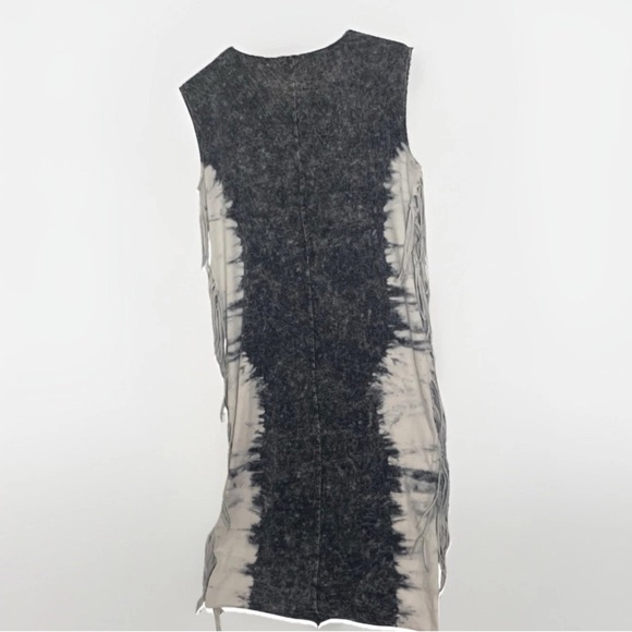 American Age Acid Wash Black & White Fringe Dress Size S Hippie Boho Y2K - Picture 2 of 6